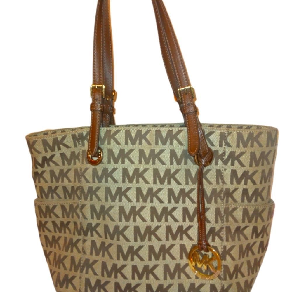(1473) MICHAEL KORS LARGE BROWN MONOGRAM CANVAS TOTE 💥